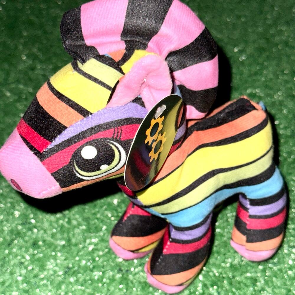 Toy Works Cute Rainbow Striped Colorful Unicorn Plush New With Tag Black Version